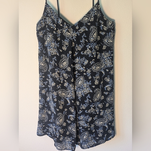 Abercrombie and Fitch Navy Blue Paisley Spaghetti Strap Slip Dress Size M - Picture 2 of 11